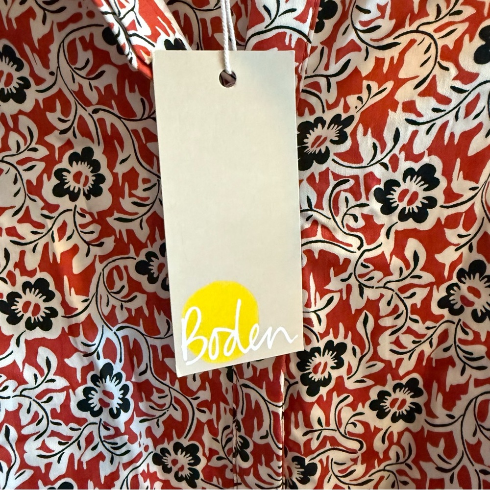 Boden Pink Red Floral Long Sleeve Shirt Dress - Picture 6 of 9